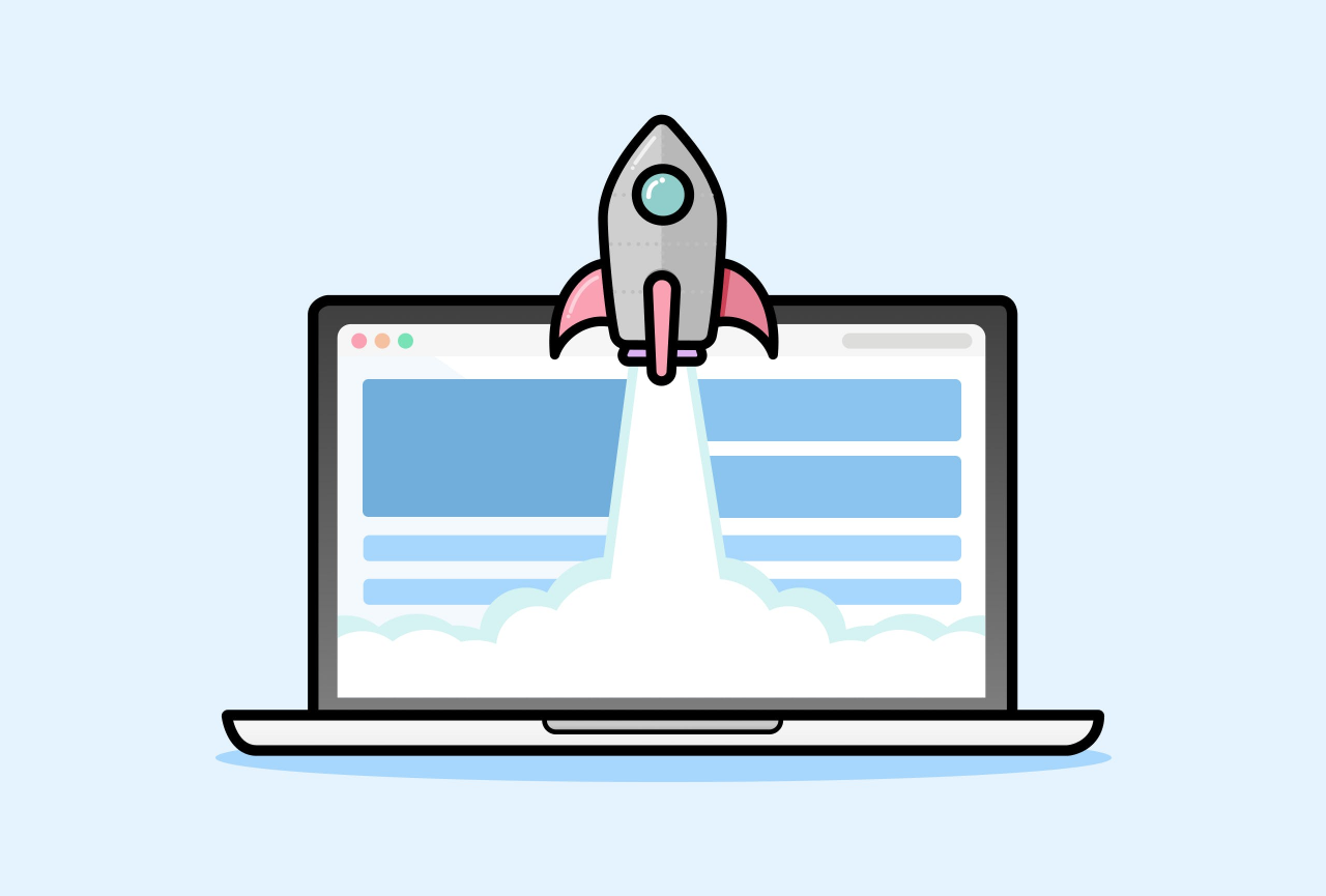 Supercharge your sales - Rocket launching out of desktop screen