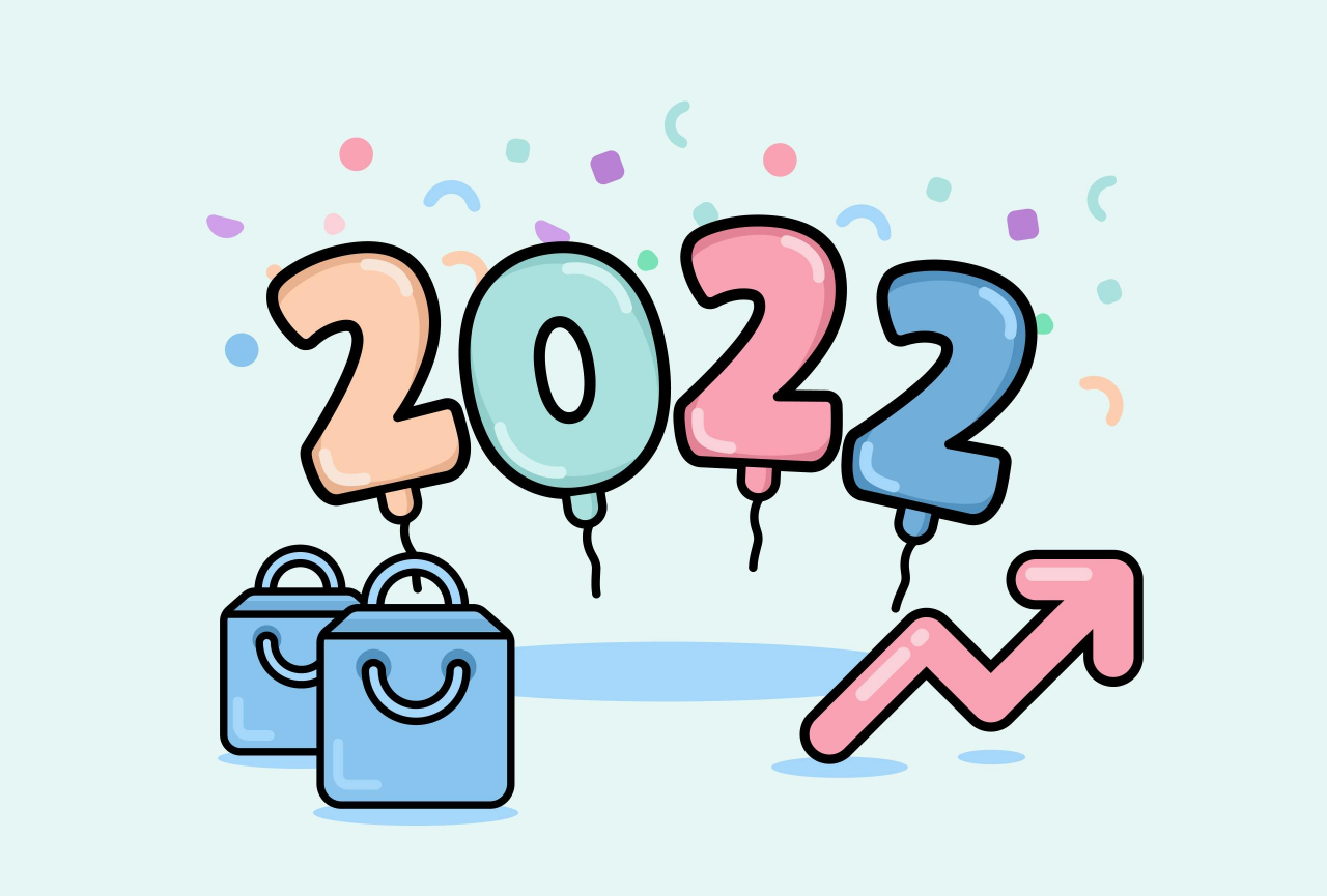 2022 balloons and shopping bag 